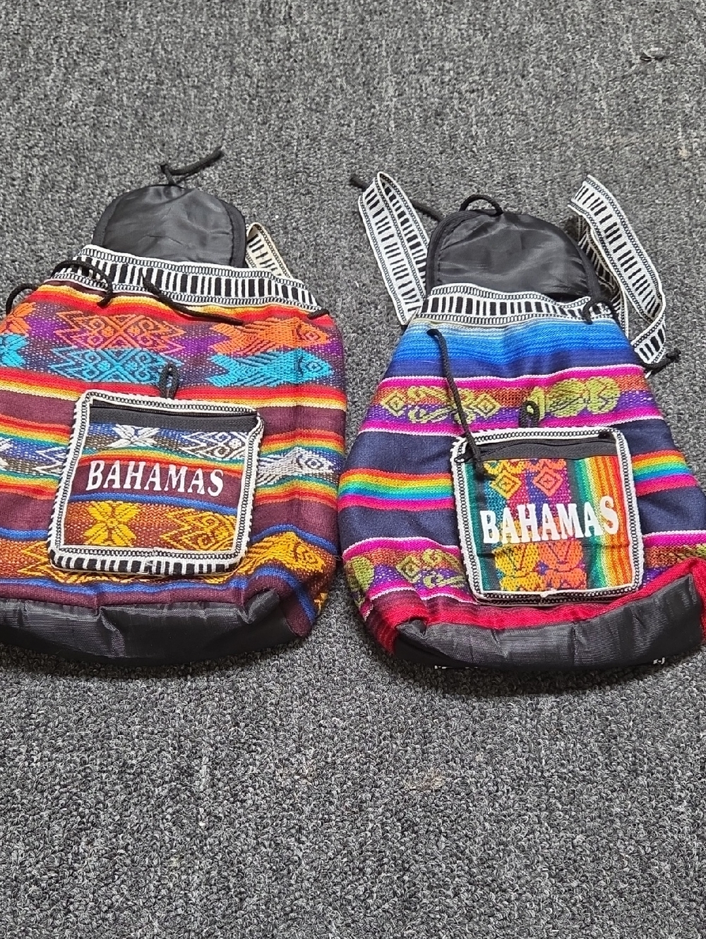 Bahamas Multicolor Woven Backpack - Bright Striped Festival Bag